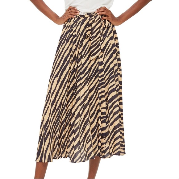 COPY - TOPSHOP Zebra Print Pleated Midi Skirt - Picture 1 of 4